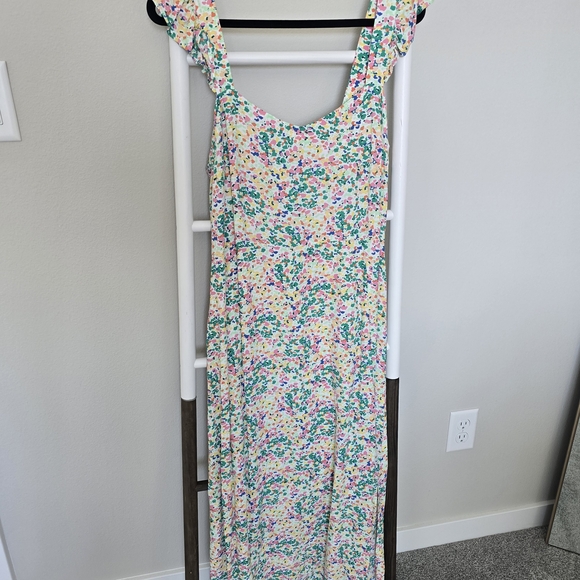LOFT Multicolor Confetti Midi Dress Size 12 Casual Feminine Boho Spring Summer - Picture 2 of 7
